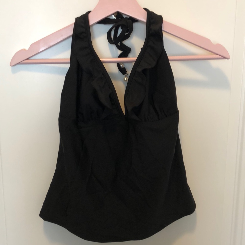 Black swim tankini top with ruffles 🖤
